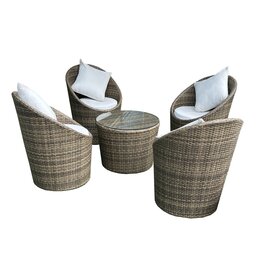 Ajaccio - Salon d'extérieur en Rotin Synthétique gris-noir