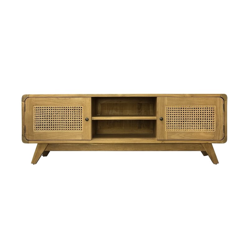 VIENA - Meuble TV 2 portes en teck 150x40x50 cm