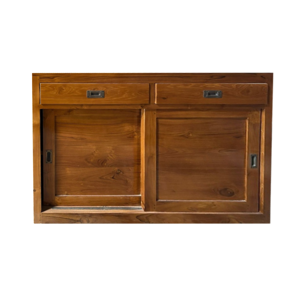Buffet 2 portes coulissantes 2 tiroirs en teck