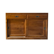 Buffet 2 portes coulissantes 2 tiroirs en teck