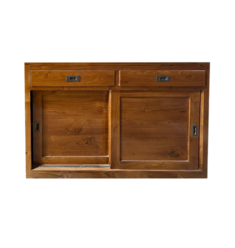 Buffet 2 portes coulissantes 2 tiroirs en teck