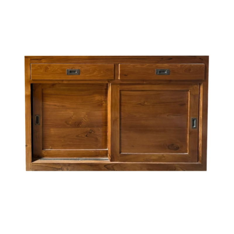 Buffet 2 portes coulissantes 2 tiroirs en teck