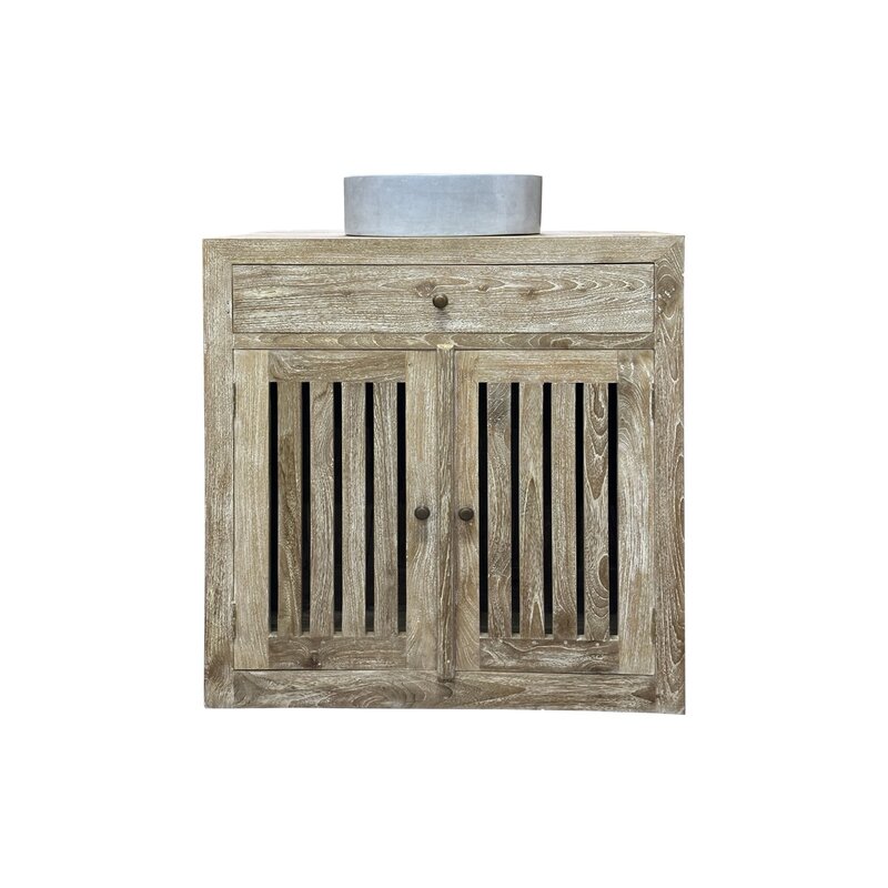 Meuble sous vasque 2 portes 1 tiroir 85x55x90 Cm Cérusé
