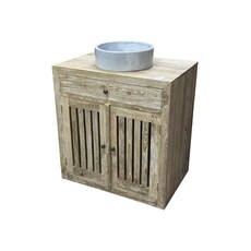 Meuble sous vasque 2 portes 1 tiroir 85x55x90 Cm Cérusé