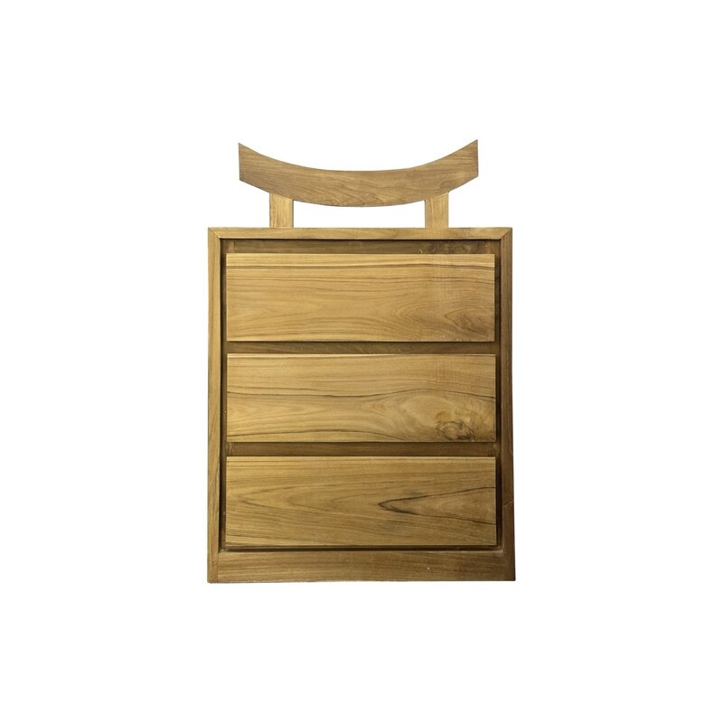 Table de chevet 3 tiroirs Samurai 50x45x78 cm Brut