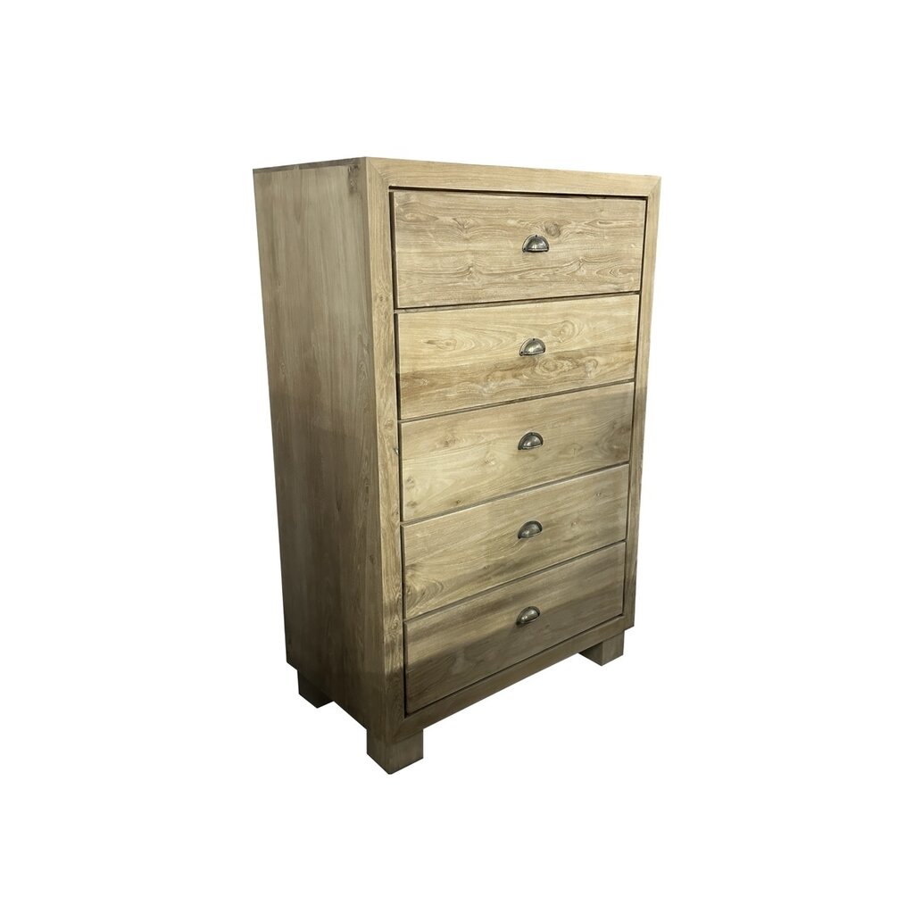 Commode en teck 5 tiroirs  90x50x140 Cm Naturel