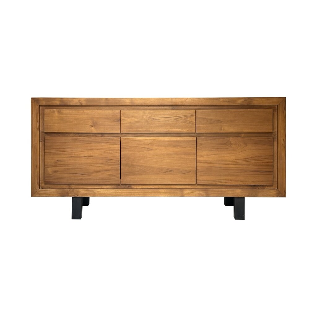 Buffet 3 tiroirs 160X45x80 cm Brut huilé