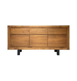 Buffet 3 tiroirs 160X45x80 cm Brut huilé