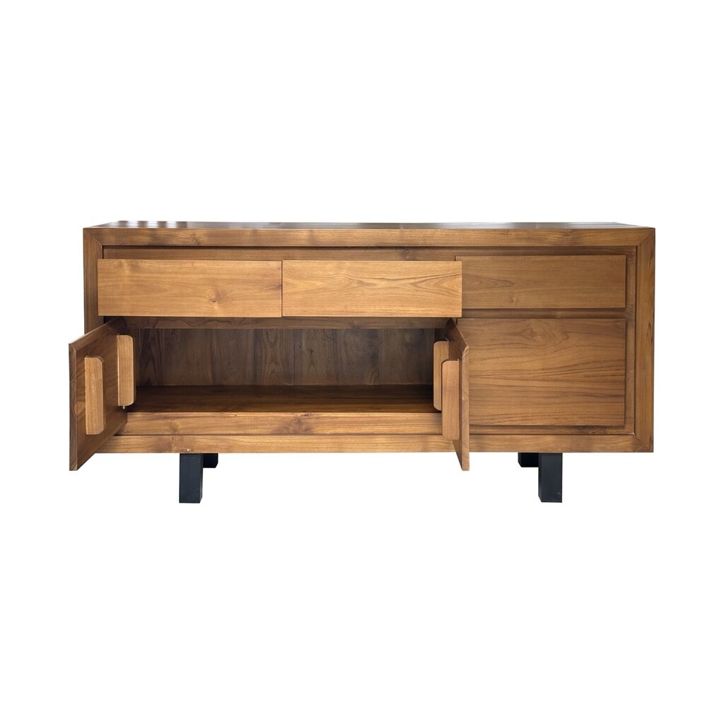 Buffet 3 tiroirs 160X45x80 cm Brut huilé