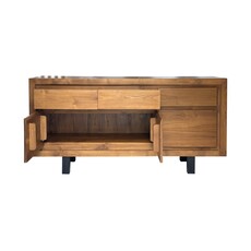 Buffet 3 tiroirs 160X45x80 cm Brut huilé