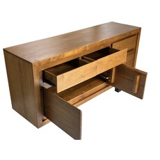 Buffet 3 tiroirs 160X45x80 cm Brut huilé