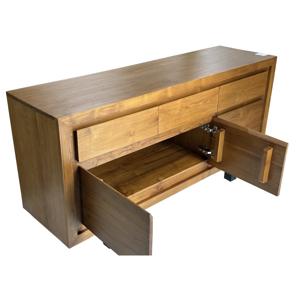 Buffet 3 tiroirs 160X45x80 cm Brut huilé