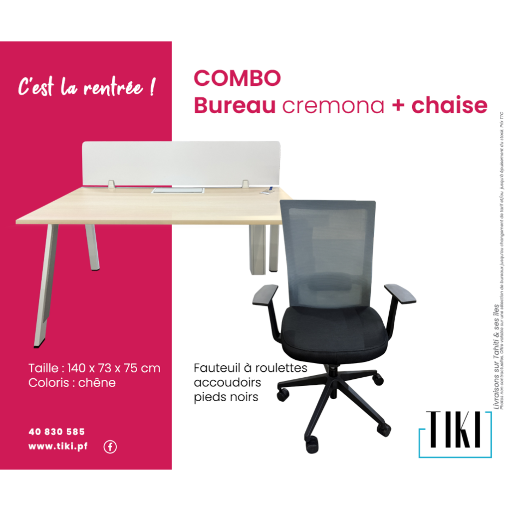 Package Bureau chaîne 140 cm + chaise