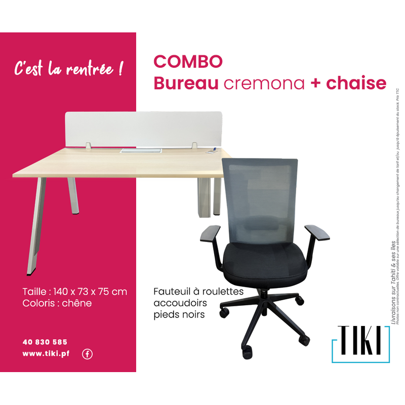 Package Bureau chaîne 140 cm + chaise