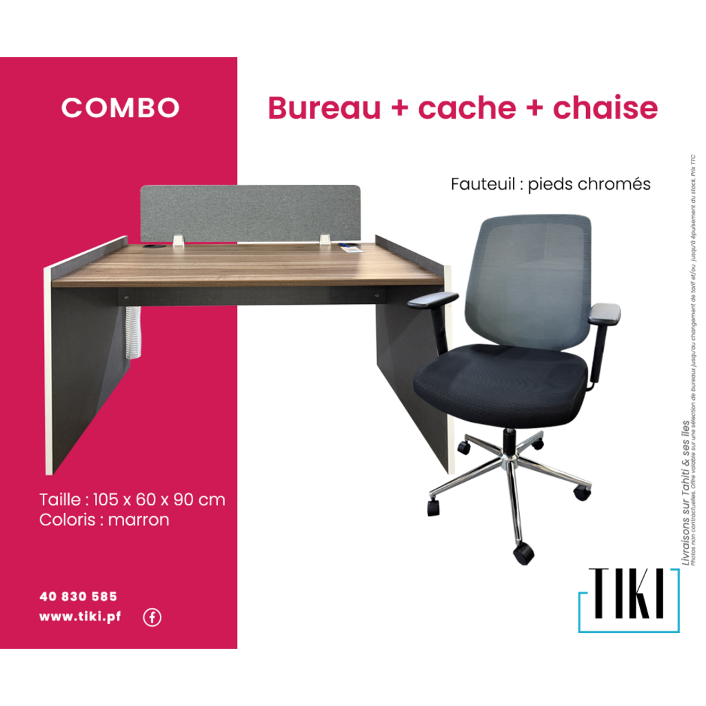 Package Bureau marron 105 cm + chaise