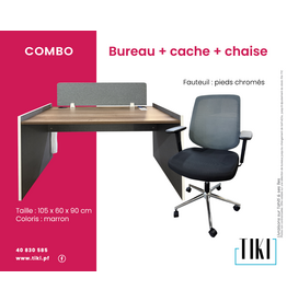 Package Bureau marron 105 cm + chaise