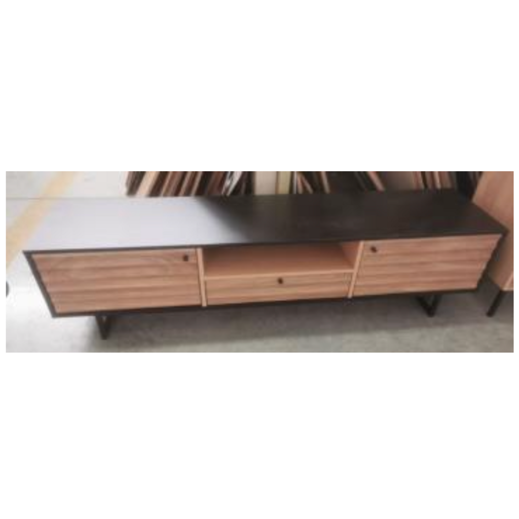Meuble TV Harmonie 2 portes 1 tiroir 160x40x46 cm Noir bois