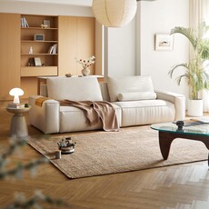 Canapé 2 places en tissu 220x100x87 cm Blanc