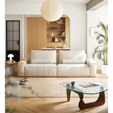 Canapé 2 places en tissu 220x100x87 cm Blanc