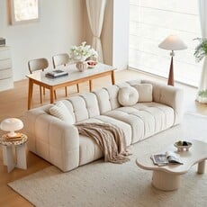 Canapé 3 places en tissu 215x108x76 cm Blanc