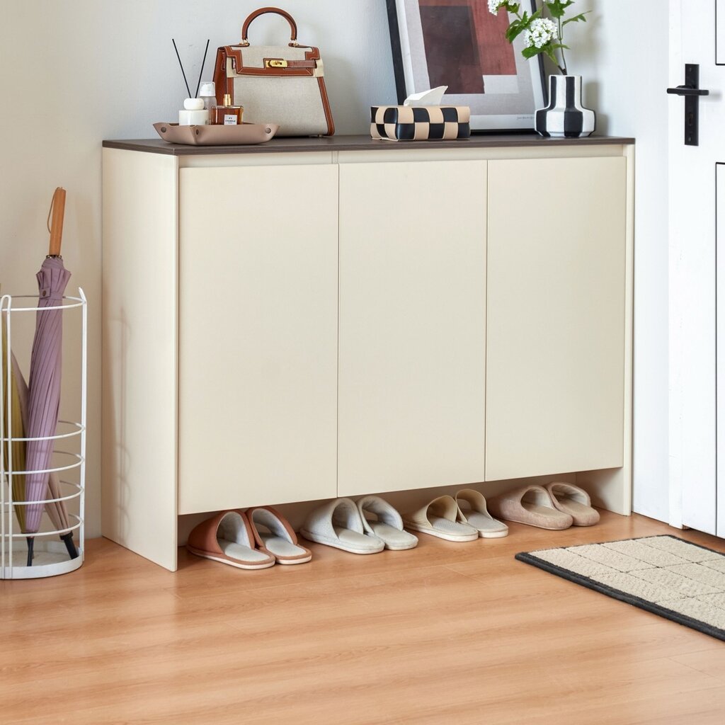 Meuble à chaussures 3 portes 120x40x90 cm Blanc Bois