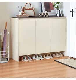 Meuble à chaussures 3 portes 120x40x90 cm Blanc Bois