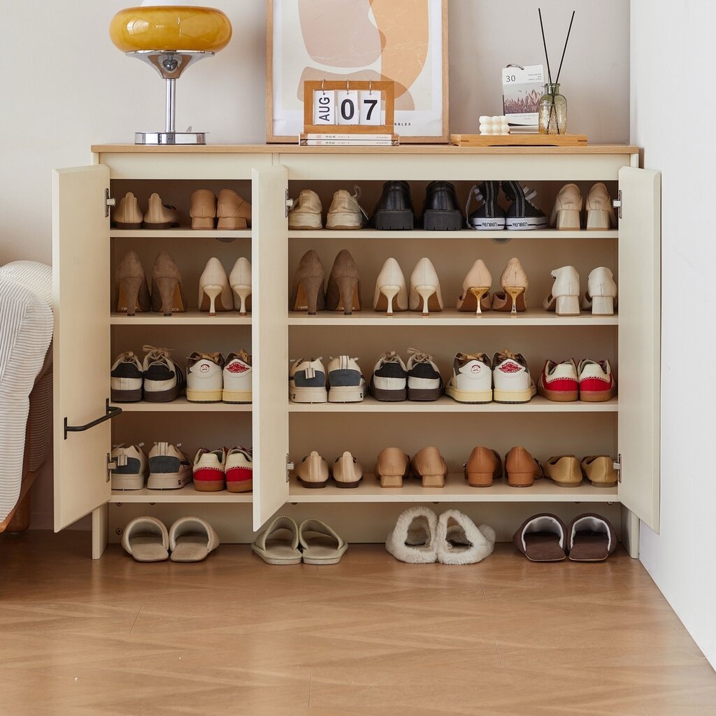 Meuble à chaussures 3 portes 120x40x90 cm Blanc Bois