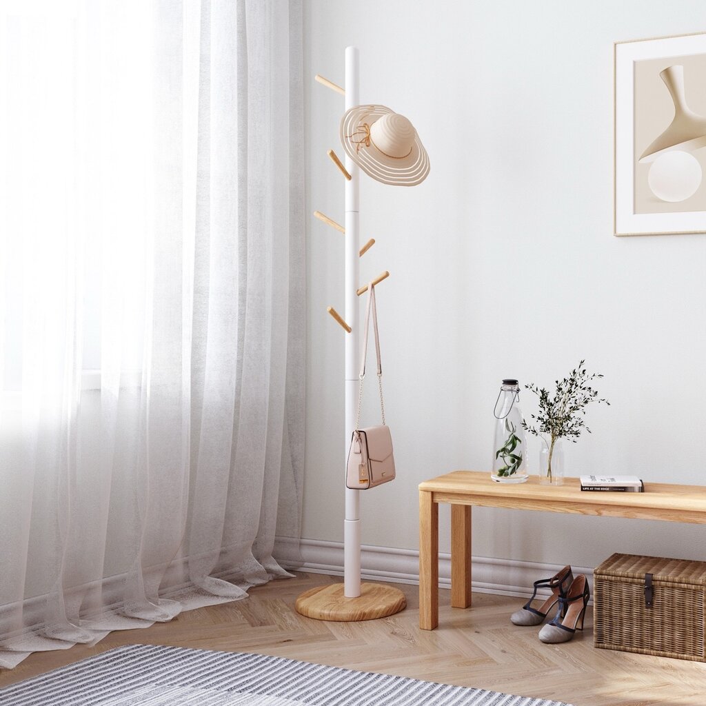 Porte manteau 170cm Blanc et Bois