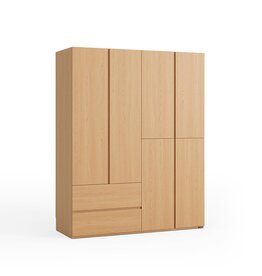 Armoire 4 portes 2 tiroirs 158x59x200 cm Bois