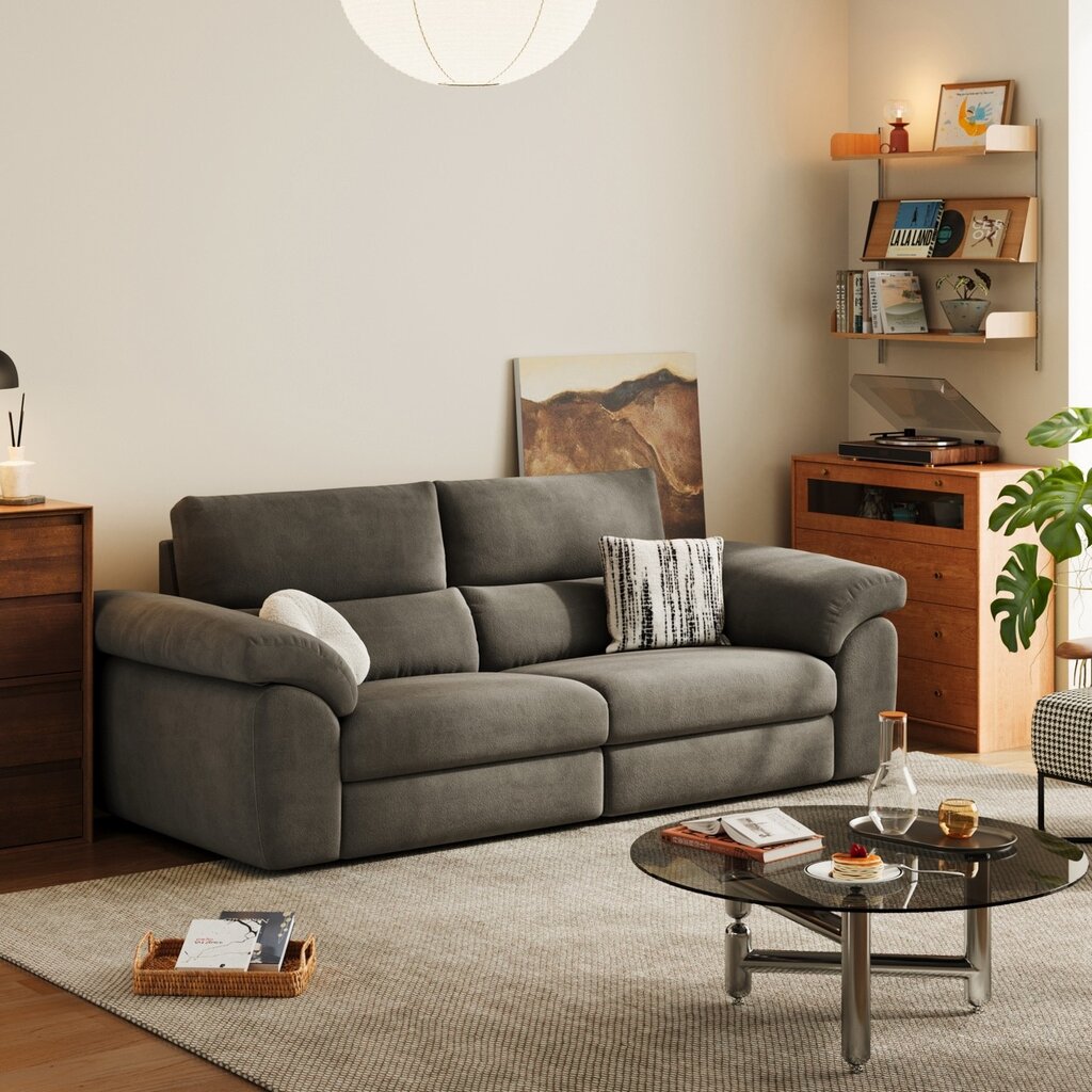 Canapé 3 places en tissu 224x103x92 cm Gris