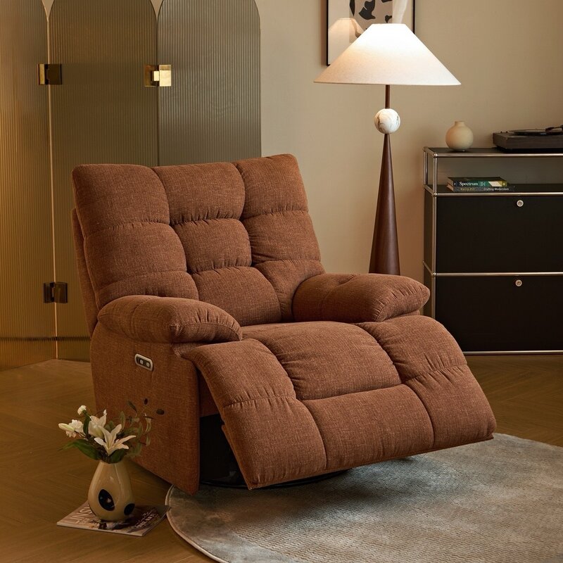 Fauteuil Recliner électrique en tissu Orange
