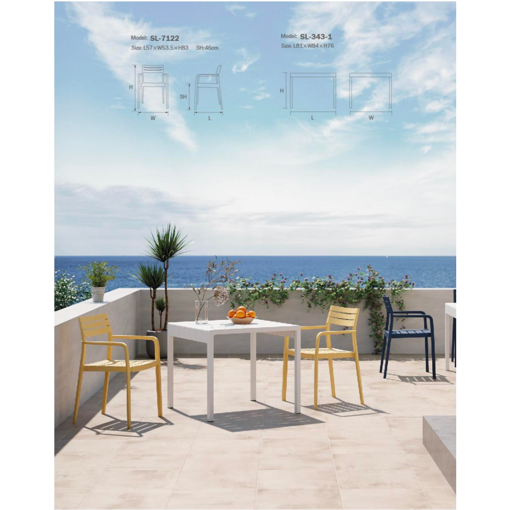 Cassis - Chaise de table en résine avec accoudoirs