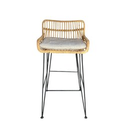Chaise de bar Prisma en rotin et métal 45x55x85 cm