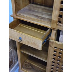 Colonne 2 portes en Caillebotis et 1 tiroir 53x45x200 Cm Naturel