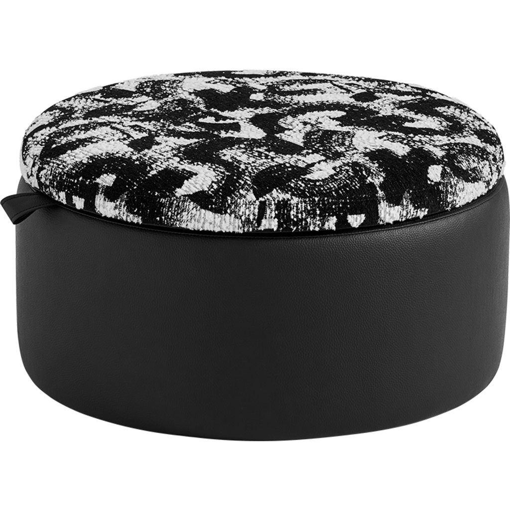 Ottoman de rangement Rond multifonction - Noir et blanc