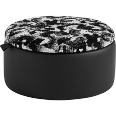 Ottoman de rangement Rond multifonction - Noir et blanc