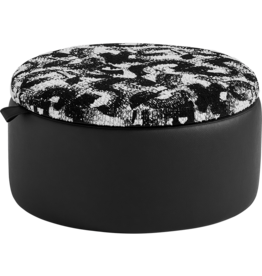 Ottoman de rangement Rond multifonction - Noir et blanc