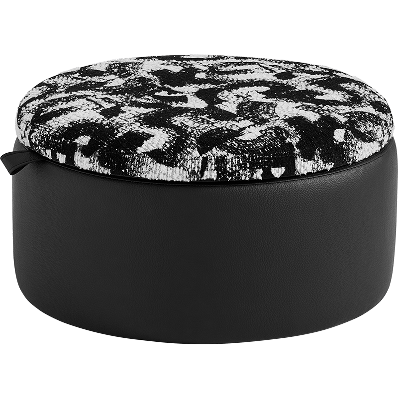 Ottoman de rangement Rond multifonction - Noir et blanc