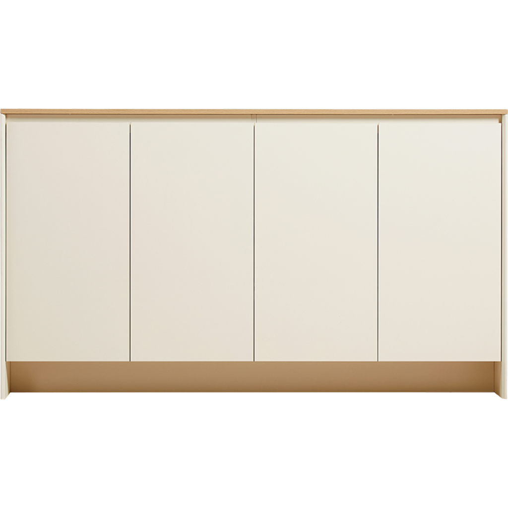 Meuble à chaussures 4 portes 160 cm - Beige et Bois