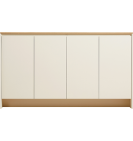 Meuble à chaussures 4 portes 160 cm - Beige et Bois