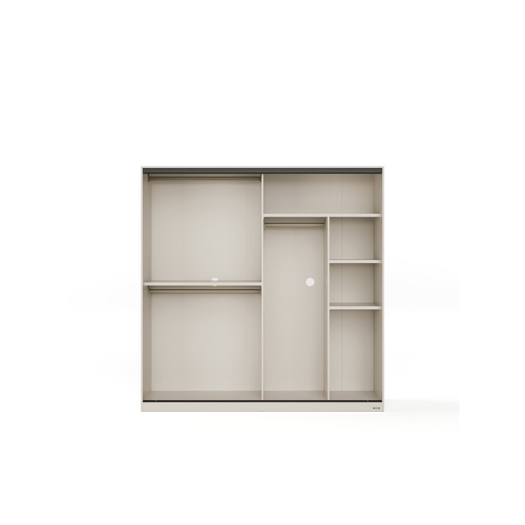 Armoire avec 2 portes coulissantes 200 cm - Gris et Bois