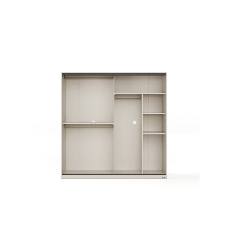 Armoire avec 2 portes coulissantes 200 cm - Gris et Bois