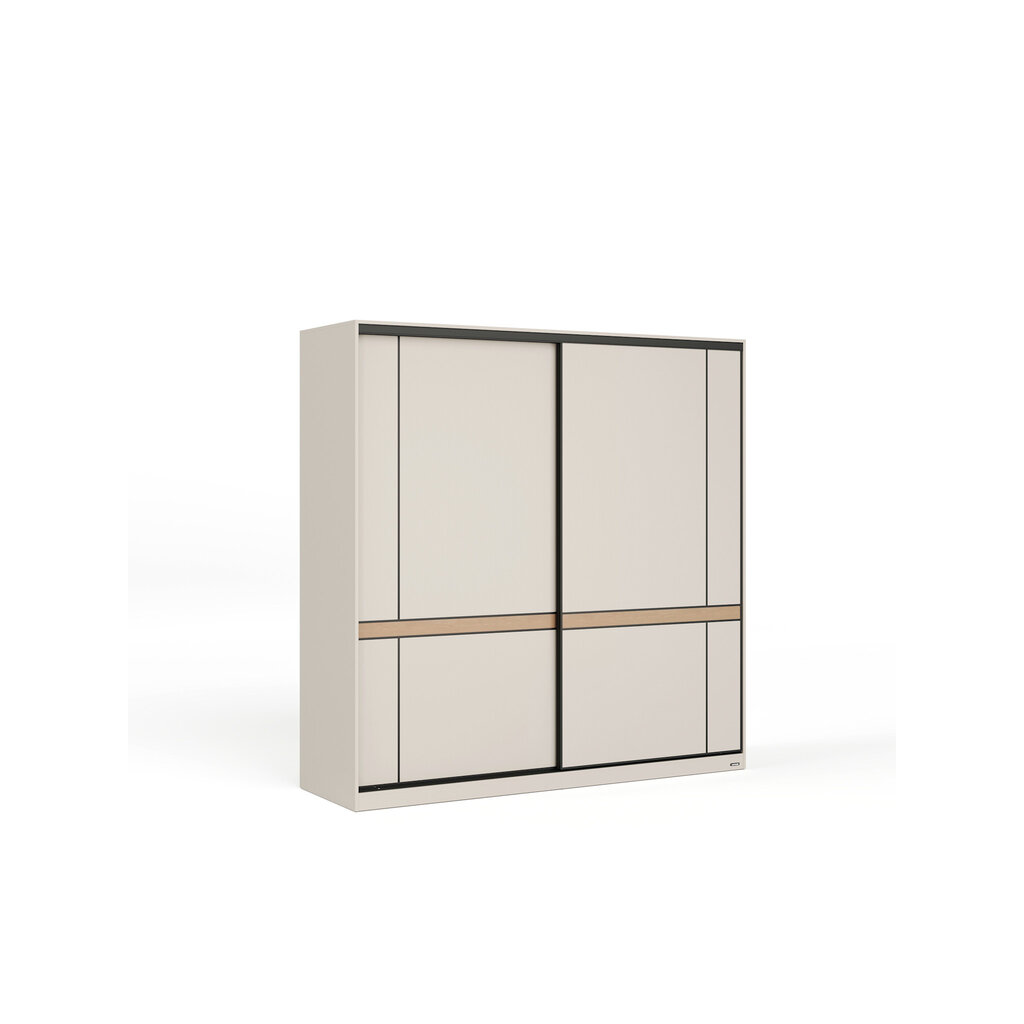 Armoire avec 2 portes coulissantes 200 cm - Gris et Bois