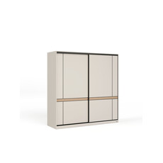 Armoire avec 2 portes coulissantes 200 cm - Gris et Bois