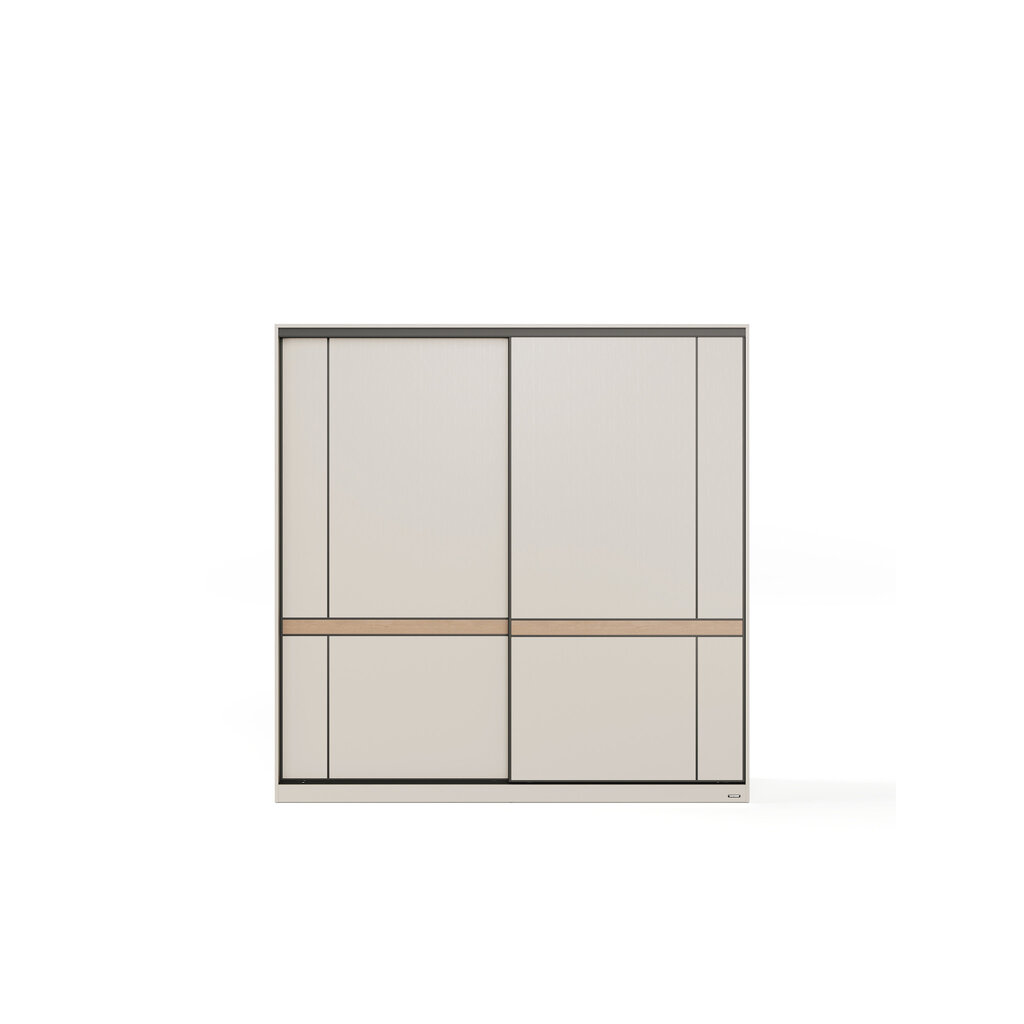 Armoire avec 2 portes coulissantes 200 cm - Gris et Bois