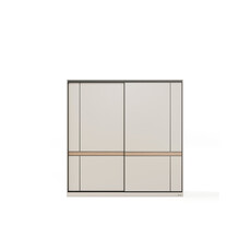 Armoire avec 2 portes coulissantes 200 cm - Gris et Bois