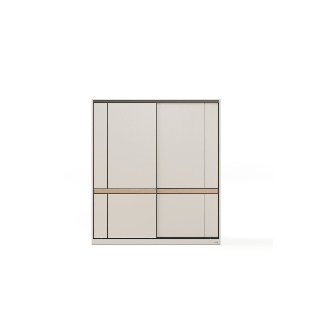 Armoire avec 2 portes coulissantes 160 cm - Gris et Bois