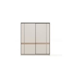 Armoire avec 2 portes coulissantes 160 cm - Gris et Bois