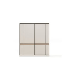 Armoire avec 2 portes coulissantes 160 cm - Gris et Bois