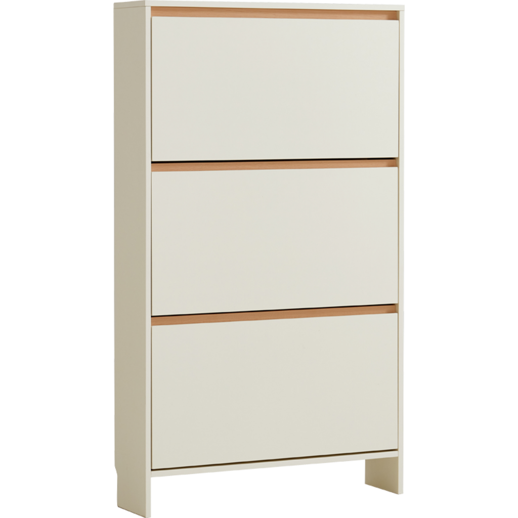 Meuble à chaussures L 75 cm - Blanc et bois